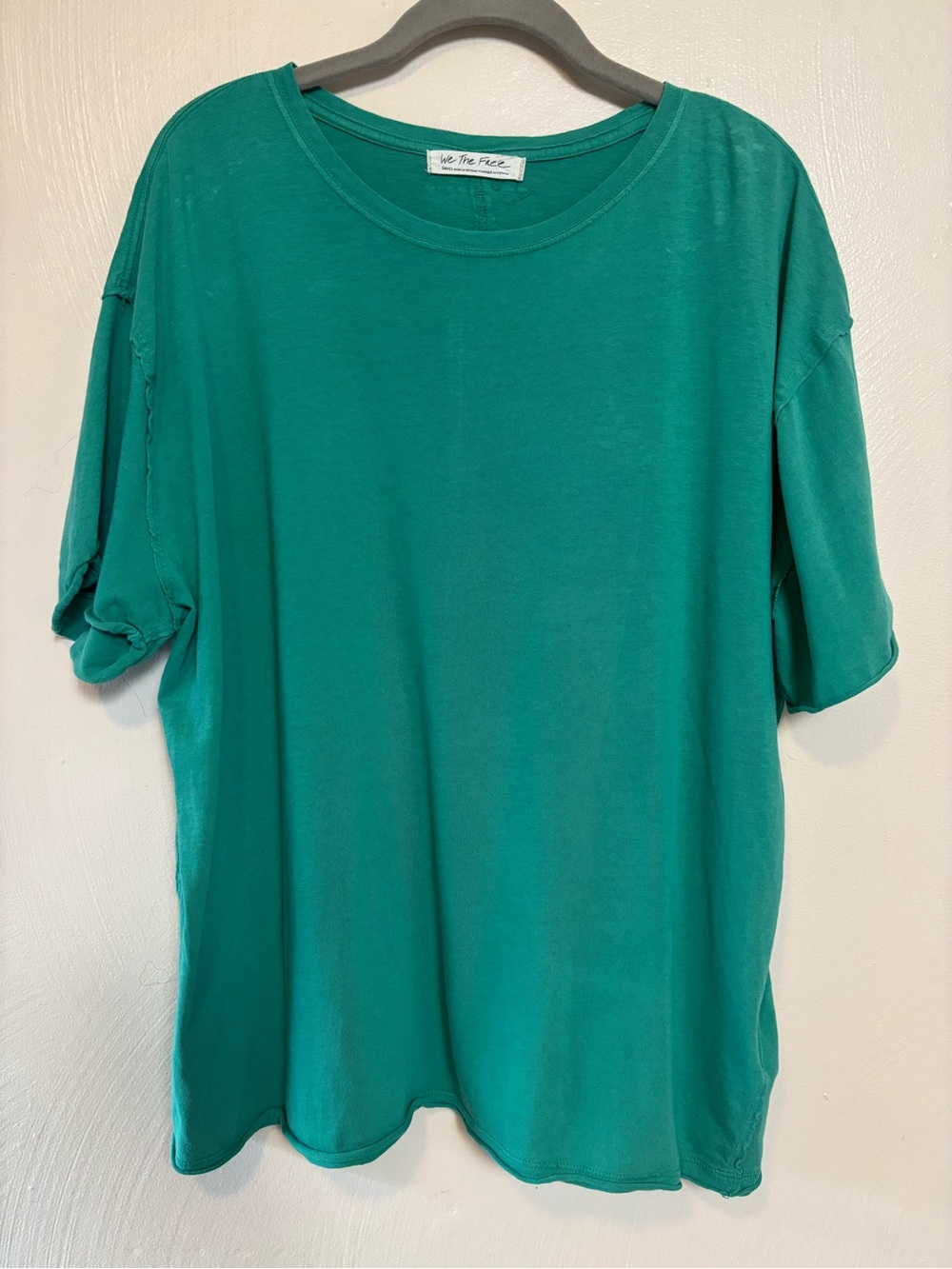 We The Free Women’s T- Shirt Short Sleeve Rolled Hem and Sleeve Green Size Small